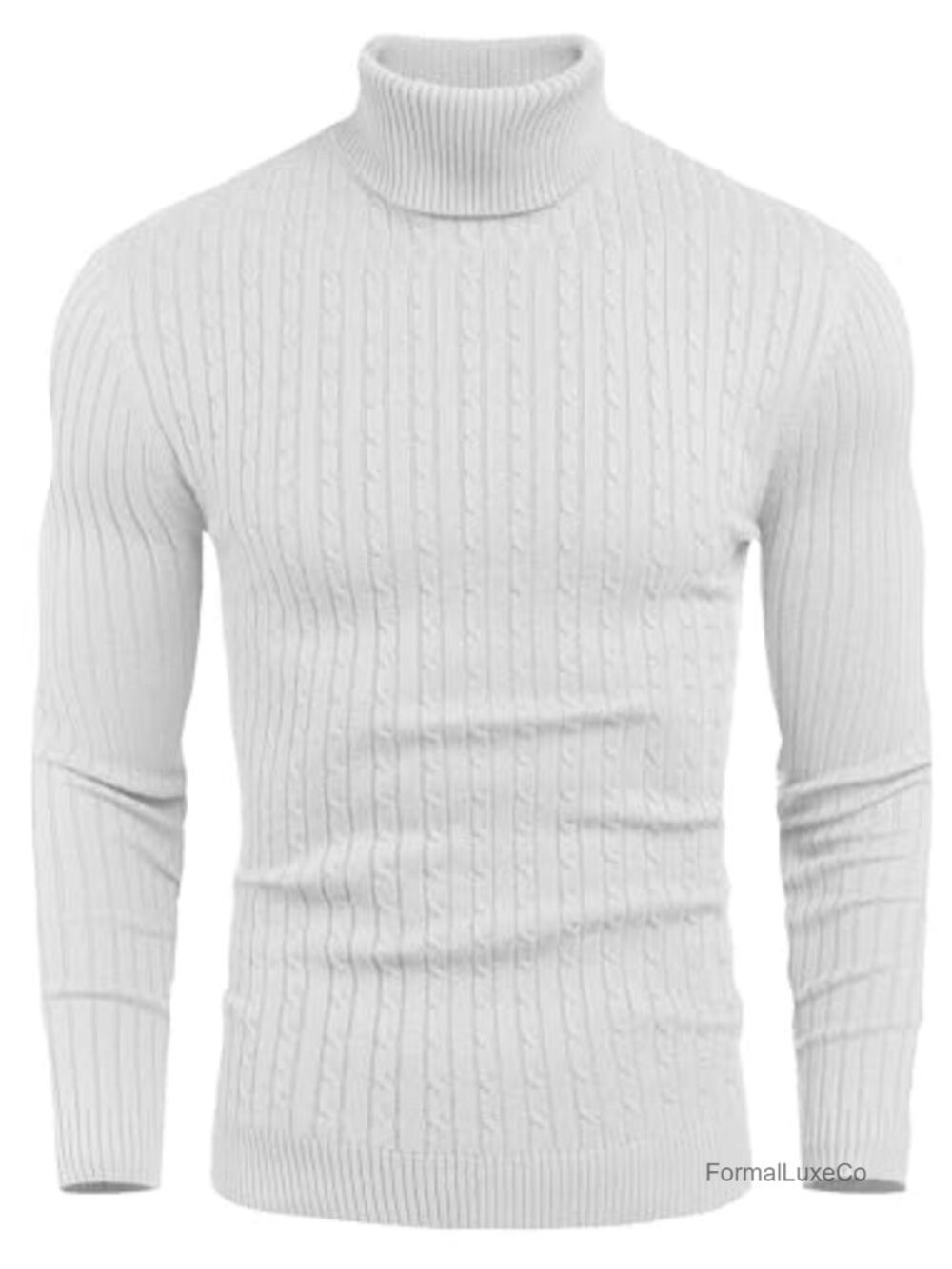 Slim Fit Turtleneck Sweater Knitted Pullover Mens Twist Pattern